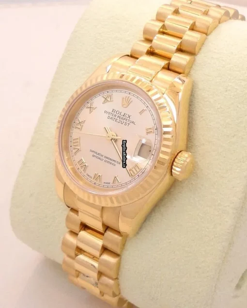 Perfect Fake Rolex Lady-datejust 179178 Automatic Movement 26mm Yellow Gold Case Watch - Image 4