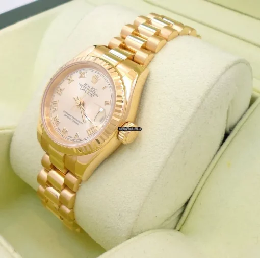 Perfect Fake Rolex Lady-datejust 179178 Automatic Movement 26mm Yellow Gold Case Watch - Image 7