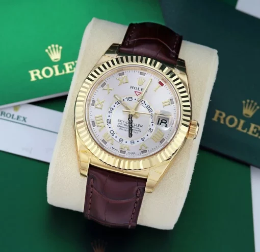 Attractive Fake Rolex Sky-dweller 326138 Caliber 9001 Automatic Movement 42mm Yellow Gold Case Mens/unisex Watch