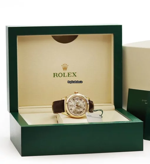 Attractive Fake Rolex Sky-dweller 326138 Caliber 9001 Automatic Movement 42mm Yellow Gold Case Mens/unisex Watch - Image 2