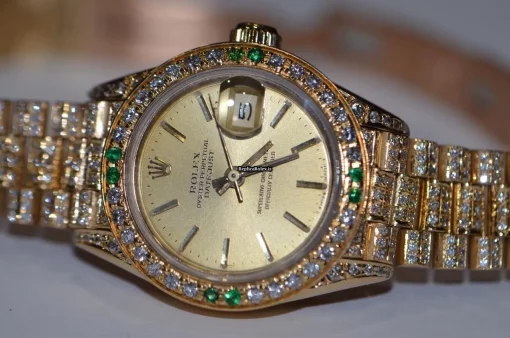 Fine Replica Rolex Datejust Self Winding Automatic 26mm Yellow Gold Case Womens Watch - Image 3