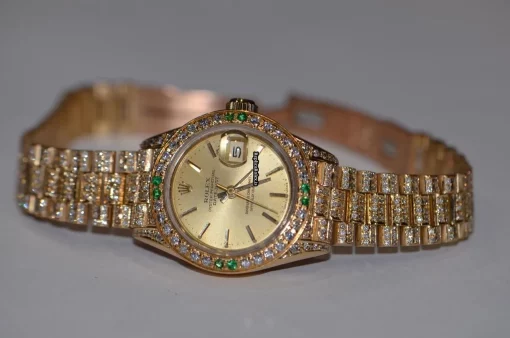 Fine Replica Rolex Datejust Self Winding Automatic 26mm Yellow Gold Case Womens Watch - Image 4