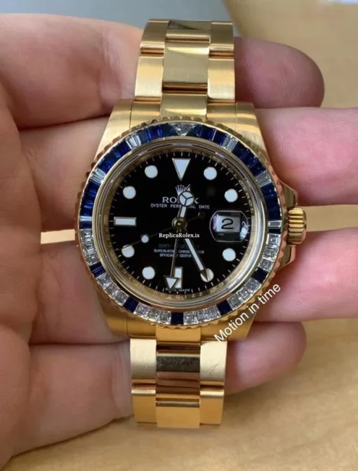 Amazing Replica Rolex Gmt-master II 116748 Caliber 3186 Automatic Movement 40mm Yellow Gold Case Mens/unisex Watch