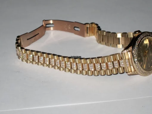 Good Fake Rolex Datejust Self Winding Automatic 26mm Yellow Gold Case Womens Watch - Image 5