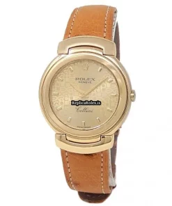 Superior Fake Rolex Cellini 6622 Quartz Movement 33mm Yellow Gold Case Womens Watch