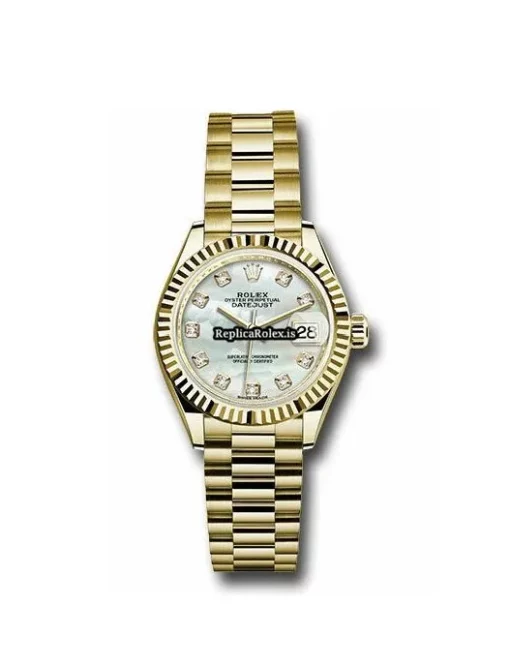 Inexpensive Replica Rolex Lady-datejust 279178 Caliber 2236 Automatic Movement 28mm Yellow Gold Case Womens Watch