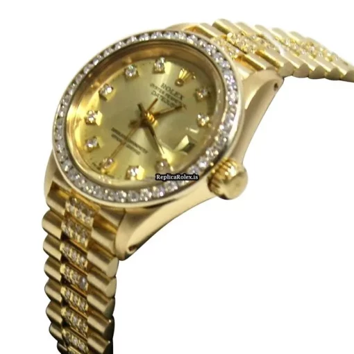 Great Replica Rolex Datejust Caliber 2035 Automatic Movement 26mm Yellow Gold Case Womens Watch