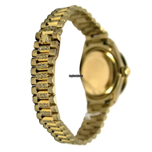 Great Replica Rolex Datejust Caliber 2035 Automatic Movement 26mm Yellow Gold Case Womens Watch - Image 5