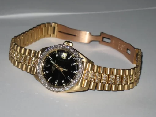 Fantastic Replica Rolex Datejust Self Winding Automatic 26mm Yellow Gold Case Womens Watch - Image 4