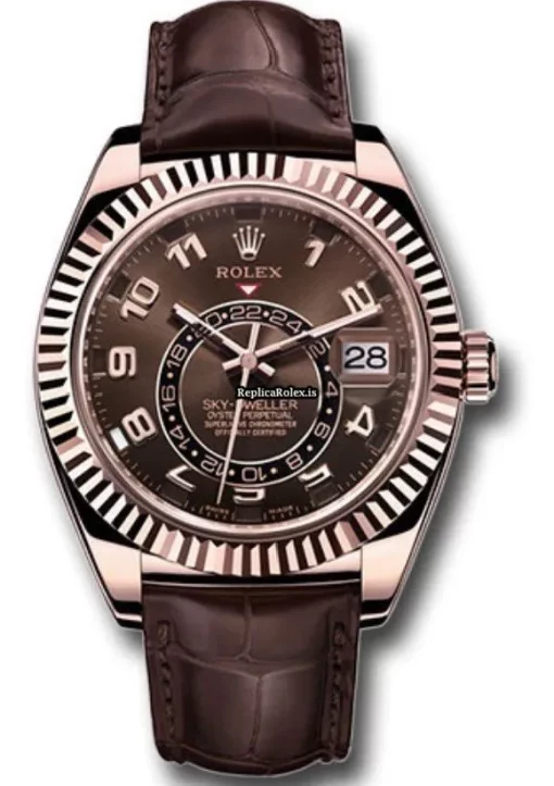Reliable Replica Rolex Sky-dweller 326135 Caliber 9001 Automatic Movement 42mm Rose Gold Case Mens/unisex Watch