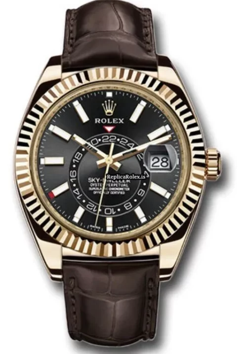 Appealing Copies Rolex Sky-dweller 326138 Caliber 9001 Automatic Movement 42mm Yellow Gold Case Mens/unisex Watch
