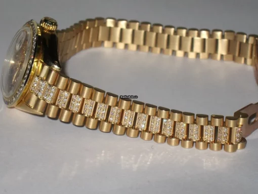 Excellent Fake Rolex Datejust Self Winding Automatic 26mm Yellow Gold Case Womens Watch - Image 4