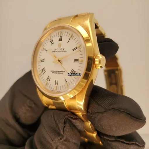 Wonderful Replica Rolex Oyster Perpetual 14208 Automatic Movement 34mm Yellow Gold Case Mens/unisex Watch - Image 6