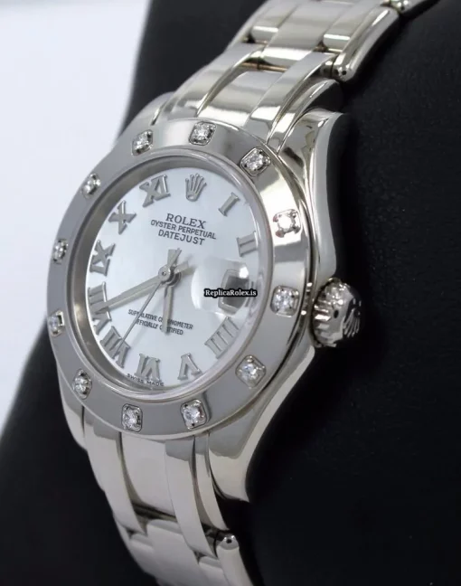 Appealing Fake Rolex Lady-datejust Pearlmaster 80319 Automatic Movement 29mm White Gold Case Womens Watch - Image 2