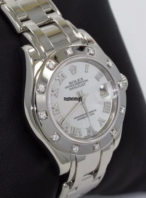 Appealing Fake Rolex Lady-datejust Pearlmaster 80319 Automatic Movement 29mm White Gold Case Womens Watch - Image 3