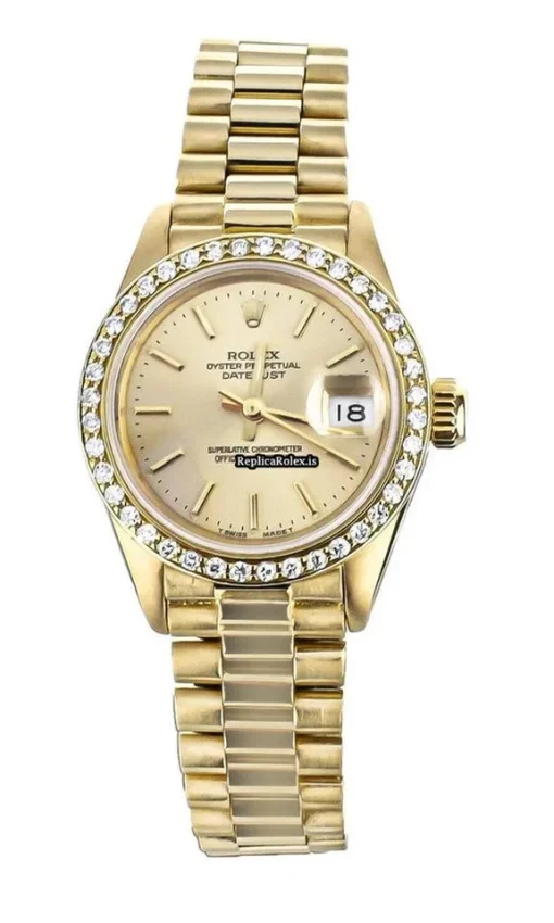 Excellent Replica Rolex Lady-datejust 6917 Automatic Movement 26mm Yellow Gold Case Womens Watch
