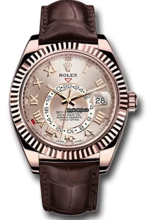 Terrific Replica Rolex Sky-dweller 326135 Caliber 9001 Automatic Movement 42mm Rose Gold Case Mens/unisex Watch