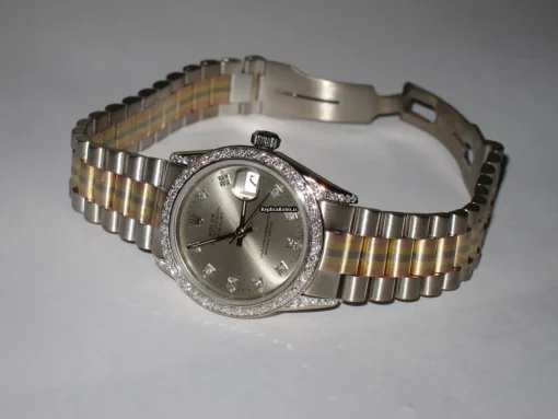 Luxury Fake Rolex Datejust Self Winding Automatic 31mm Yellow Gold Case Womens Watch - Image 4