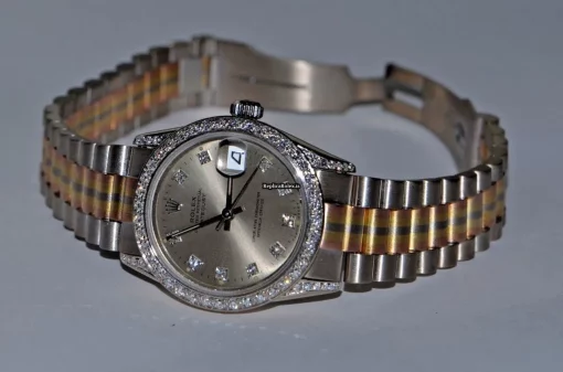 Luxury Fake Rolex Datejust Self Winding Automatic 31mm Yellow Gold Case Womens Watch - Image 5