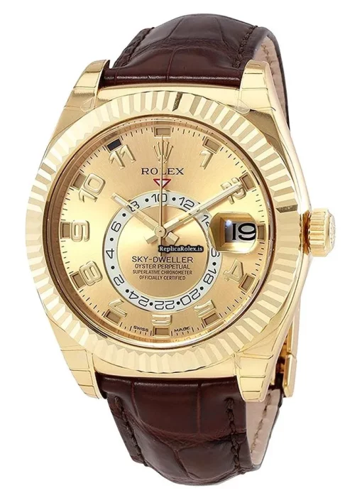 Affordable Fake Rolex Sky-dweller 326138 Caliber 9001 Automatic Movement 42mm Yellow Gold Case Mens/unisex Watch