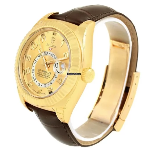 Affordable Fake Rolex Sky-dweller 326138 Caliber 9001 Automatic Movement 42mm Yellow Gold Case Mens/unisex Watch - Image 3