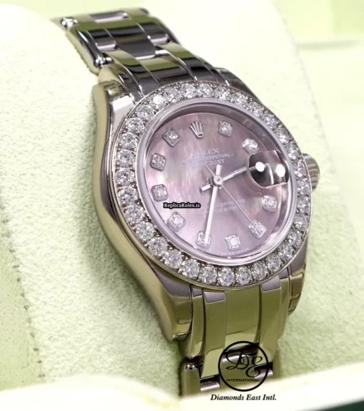 Top Replica Rolex Lady-datejust Pearlmaster 80299 Automatic Movement 29mm White Gold Case Womens Watch