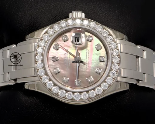 Top Replica Rolex Lady-datejust Pearlmaster 80299 Automatic Movement 29mm White Gold Case Womens Watch - Image 10