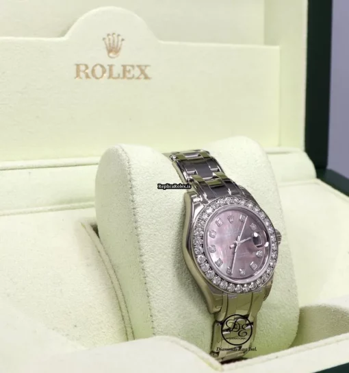 Top Replica Rolex Lady-datejust Pearlmaster 80299 Automatic Movement 29mm White Gold Case Womens Watch - Image 2