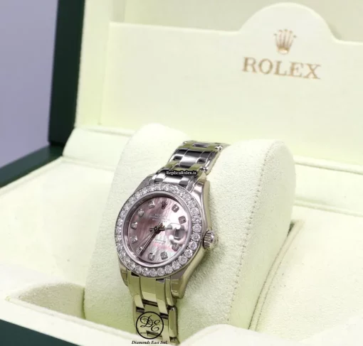 Top Replica Rolex Lady-datejust Pearlmaster 80299 Automatic Movement 29mm White Gold Case Womens Watch - Image 4