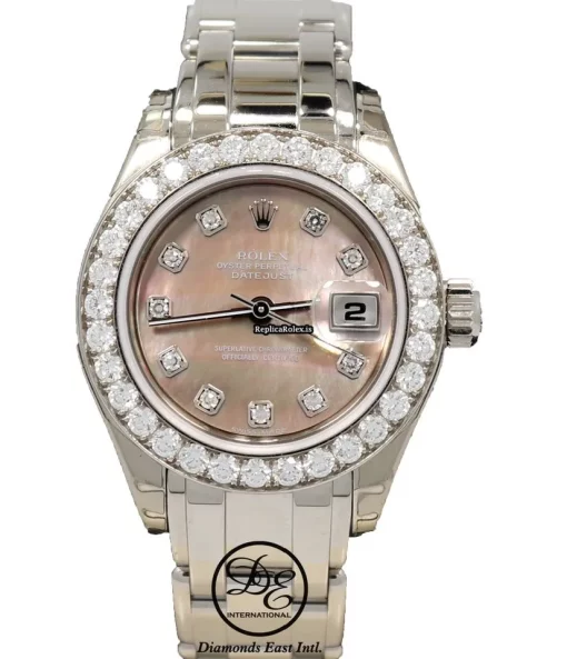 Top Replica Rolex Lady-datejust Pearlmaster 80299 Automatic Movement 29mm White Gold Case Womens Watch - Image 9