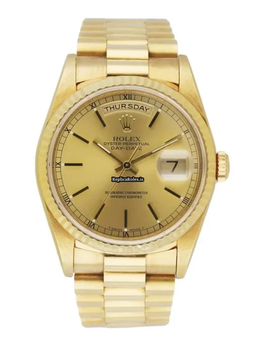 High Quality Replica Rolex Day-date 36 18238 Automatic Movement 36mm Yellow Gold Case Mens/unisex Watch