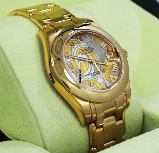 Reliable Fake Rolex Pearlmaster 81208 Automatic Movement 34mm Yellow Gold Case Womens Watch