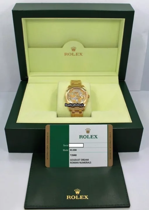 Reliable Fake Rolex Pearlmaster 81208 Automatic Movement 34mm Yellow Gold Case Womens Watch - Image 12