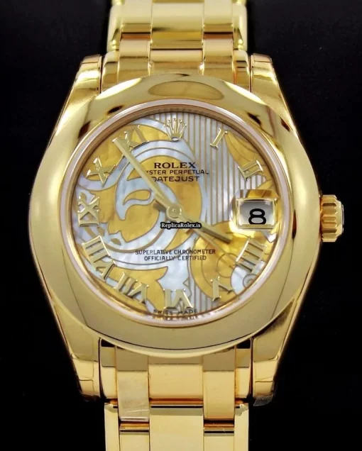 Reliable Fake Rolex Pearlmaster 81208 Automatic Movement 34mm Yellow Gold Case Womens Watch - Image 5