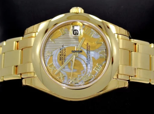 Reliable Fake Rolex Pearlmaster 81208 Automatic Movement 34mm Yellow Gold Case Womens Watch - Image 7