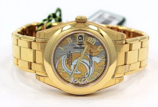 Reliable Fake Rolex Pearlmaster 81208 Automatic Movement 34mm Yellow Gold Case Womens Watch - Image 8