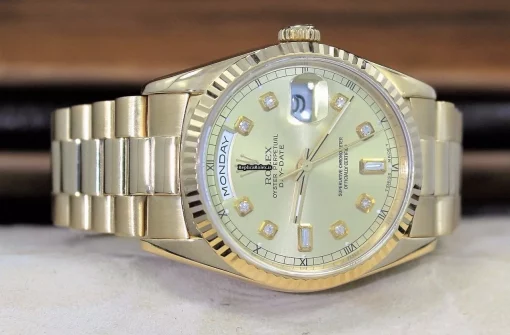 Fine Imitation Rolex Day-date 36 18238 Automatic Movement 36mm Yellow Gold Case Watch - Image 4