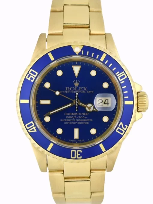 Perfect Replica Rolex Submariner Date 16618 Caliber 3135 Automatic Movement 40mm Yellow Gold Case Mens/unisex Watch