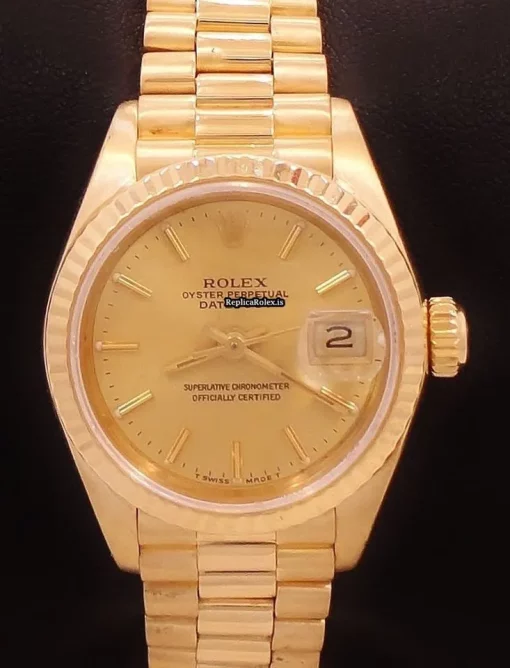 Cool Fake Rolex Lady-datejust 69178 Automatic Movement 26mm Yellow Gold Case Womens Watch - Image 2