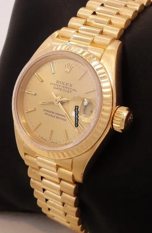 Cool Fake Rolex Lady-datejust 69178 Automatic Movement 26mm Yellow Gold Case Womens Watch - Image 4