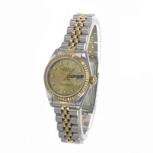 Attractive Clone Rolex Lady-datejust 69173 Caliber 2135 Automatic Movement 26mm Gold/steel Case Womens Watch - Image 5