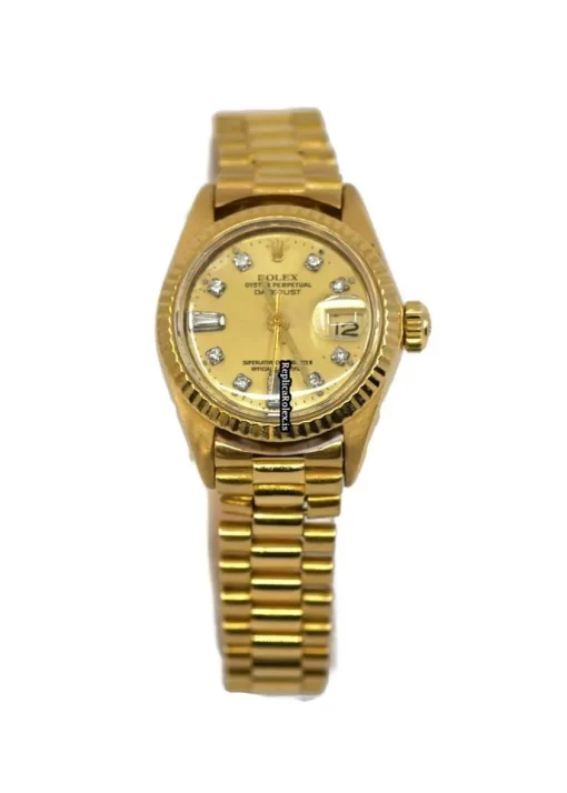 Design Fake Rolex Lady-datejust 6917 Caliber 2135 Automatic Movement 26mm Yellow Gold Case Womens Watch
