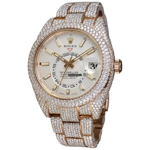 High Quality Fake Rolex Sky-dweller 326935 Caliber 9001 Automatic Movement 42mm Rose Gold Case Mens/unisex Watch