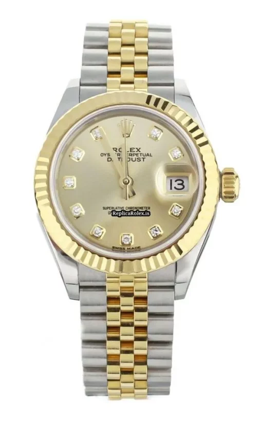 Design Replica Rolex Lady-datejust 279173 Automatic Movement 28mm Gold/steel Case Womens Watch