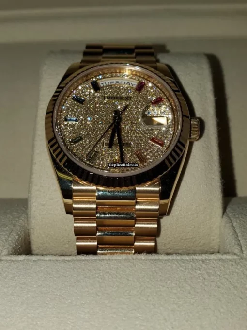 1:1 Fake Rolex Day-date 128238rbr Automatic Movement Yellow Gold Case Mens/unisex Watch - Image 3