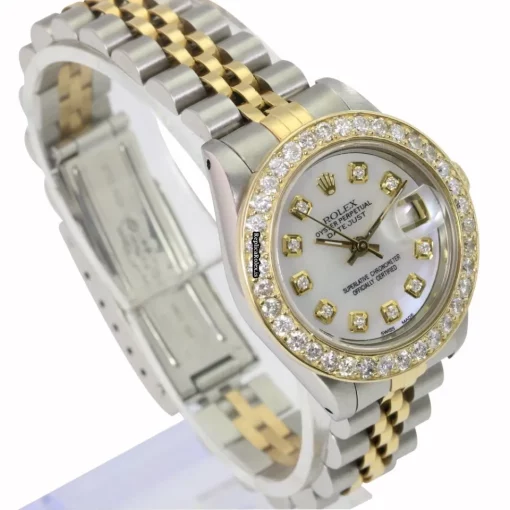 Defect Replica Rolex Lady-datejust 69173 Caliber 2135 Automatic Movement 26mm Gold/steel Case Womens Watch - Image 3