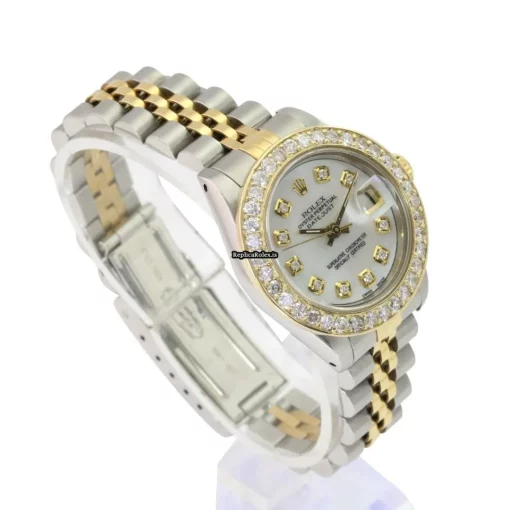 Defect Replica Rolex Lady-datejust 69173 Caliber 2135 Automatic Movement 26mm Gold/steel Case Womens Watch - Image 6