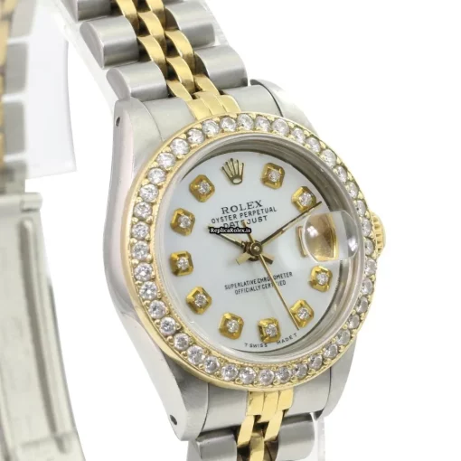 Suitable Fake Rolex Lady-datejust 69173 Caliber 2135 Automatic Movement 26mm Gold/steel Case Womens Watch - Image 4