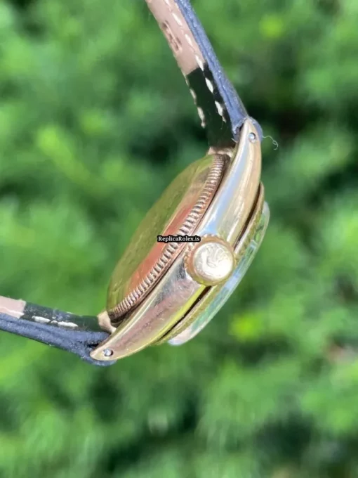 Trustworthy Fake Rolex Oyster Perpetual 6619 Automatic Movement Yellow Gold Case Womens Watch - Image 4