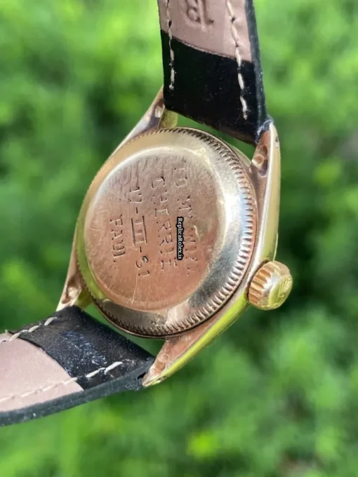 Trustworthy Fake Rolex Oyster Perpetual 6619 Automatic Movement Yellow Gold Case Womens Watch - Image 5